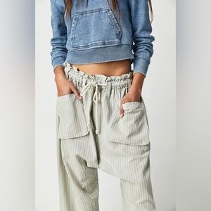 Casual Cream Drawstring Pants
